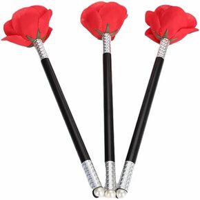 Zqion Stick to Rose Magic Tricks Magic Flowers Magic Cane Close Street Stage Stage Magic Magics Magicicic Excessories ، 3pcs/set