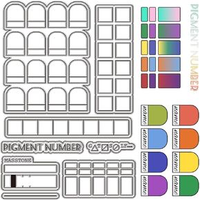 CRASPIRE Palette Rubber Stamps Color Swatches Reusable Retro Vintage Clear Transparent Silicone Stamp Seals for DIY Scrapbooking Photo Album Decorative Cards Making Stamp Film Frame