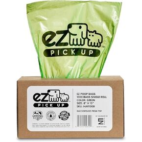 EZ Pick Up 1000 Count Dog Waste Poop Bags, Unscented Single Roll, Heavy Duty, Improved Thickness (Pink - 1000ct)