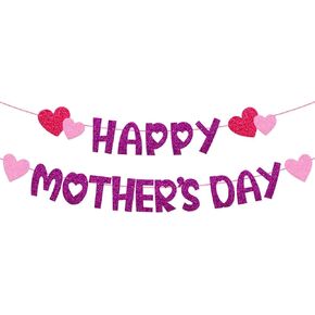 Levvcirki Happy Mother's Banner Heart Flower Flower Crown ذات طابع الحفلات للنساء لوازم عيد الأم السعيدة