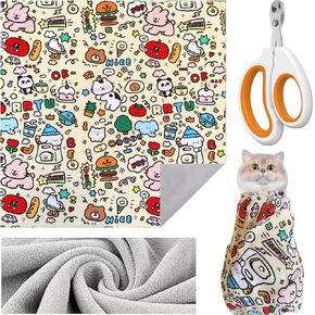 غلاف القط لقطع الأظافر ، 35.5''x35.5 '' cat cat cat crooming wrap with clipper مسمار ، غلاف قماط القطط المضاد للاحتفال للدواء ، قطع الأظافر ، تنظيف الأسنان ، تنظيف الأذن