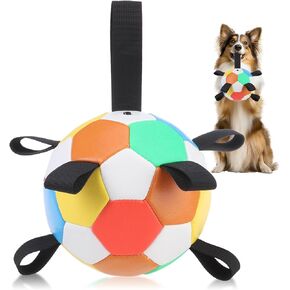 لعبة كرة القدم للكلاب Bingpet Dog ، كرة دوج تفاعلية لكرة من الحرب ، كرة كرة القدم في الهواء الطلق مع الأشرطة ، لعبة ماء ، هدايا عيد ميلاد جرو ، لعبة شد الكلب ، كرات الكلاب الدائمة للكلاب الصغيرة والمتوسطة
