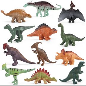 12pcs أطفال ألعاب ديناصور أطفال ، 2-3 بوصات شخصيات ديناصور واقعية صغيرة من البلاستيك ، بما في ذلك T-rex و Stegosaurus و Triceratops و Unicorns ، إلخ