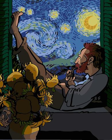 Paint by Numbers Kit for Adults,Cat Color by Numbers for Adults,DIY Acrylic Watercolor Oil Painting,Starry Night Cat Number Painting Suitable for Home Wall Decoration (16x20 in) in Kuwait