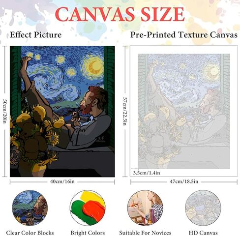 Paint by Numbers Kit for Adults,Cat Color by Numbers for Adults,DIY Acrylic Watercolor Oil Painting,Starry Night Cat Number Painting Suitable for Home Wall Decoration (16x20 in) in Kuwait