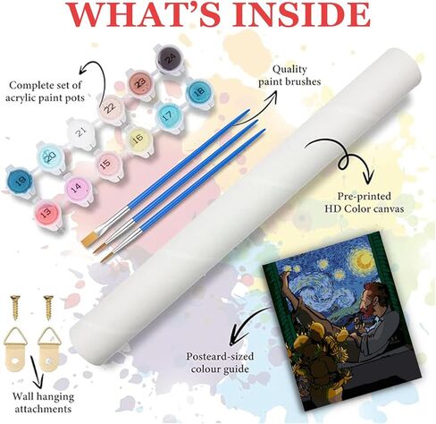 Paint by Numbers Kit for Adults,Cat Color by Numbers for Adults,DIY Acrylic Watercolor Oil Painting,Starry Night Cat Number Painting Suitable for Home Wall Decoration (16x20 in) in Kuwait