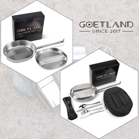 Goetland 304 الفولاذ المقاوم للصدأ طقم الفوضى العسكرية الأمريكية مجموعة أطباق GI نوع التخييم في الهواء الطلق التنزه نزهة شواء الشاطئ in Kuwait