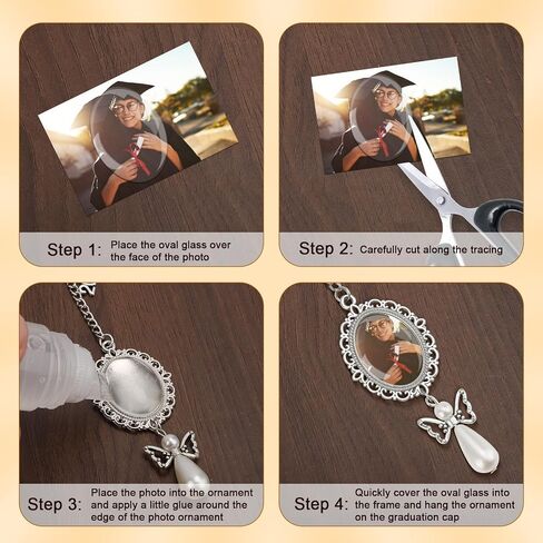 BOXOB Graduation Tassel Photo Charm, Class of 2025 Graduation Memorial Tassel Charm Personalized Graduation Cap Pendant for Decorations DIY Keepsake Gown Ceremony (2 Photo Frames) in Saudi Arabia