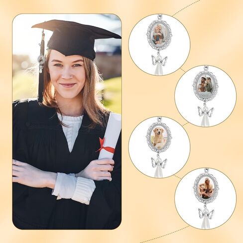 BOXOB Graduation Tassel Photo Charm, Class of 2025 Graduation Memorial Tassel Charm Personalized Graduation Cap Pendant for Decorations DIY Keepsake Gown Ceremony (2 Photo Frames) in Saudi Arabia