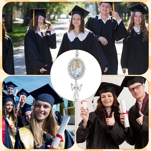 BOXOB Graduation Tassel Photo Charm, Class of 2025 Graduation Memorial Tassel Charm Personalized Graduation Cap Pendant for Decorations DIY Keepsake Gown Ceremony (2 Photo Frames) in Saudi Arabia