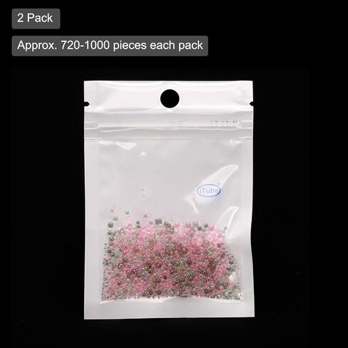 Iridescent Glass Tiny Bubble Beads, 0.4-3mm 20g No Hole Micro Mini Round Clear Water Droplets Beads - Applications: for Resin Filler, Nail Art, Dollhouse Bath Tub, 2-Pieces in Saudi Arabia