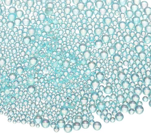 Iridescent Glass Tiny Bubble Beads, 0.4-3mm 20g No Hole Micro Mini Round Clear Water Droplets Beads - Applications: for Resin Filler, Nail Art, Dollhouse Bath Tub, 2-Pieces in Saudi Arabia