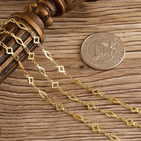 13 قدم 4M سلسلة من النحاس النحاس المطلي بأربعة أوراق البرسيم سلاسل رابط لفة كبيرة لتصنيع المجوهرات in Kuwait