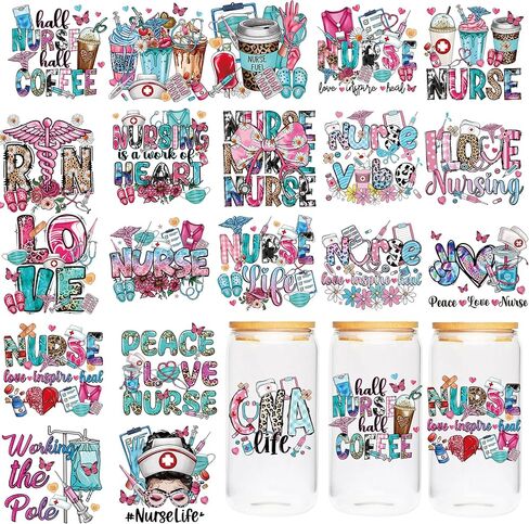 Mom UV DTF Cup Wraps - 20 ورقة Mama UV DTF نقل ملصقات نقل ، القوس الوردي UVDTF كوب ليف لزجاج القدح ، ملصق نقل للماء ، هدايا DIY الإبداعية لأمي in Kuwait