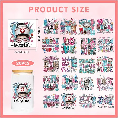 Mom UV DTF Cup Wraps - 20 ورقة Mama UV DTF نقل ملصقات نقل ، القوس الوردي UVDTF كوب ليف لزجاج القدح ، ملصق نقل للماء ، هدايا DIY الإبداعية لأمي in Kuwait