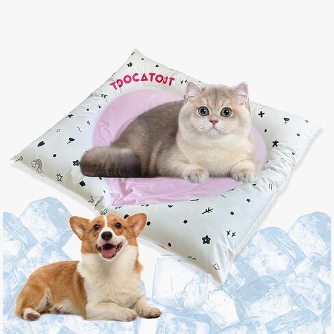 Dog Cooling Mat 27" x 23", Durable Self Cooling Gel Material for Kennel, Crate, Sofa, No Water & Electricity Needed, Waterproof and Washable Pad for Dogs, Cats in Summer, Non-Toxic - Pink in Saudi Arabia