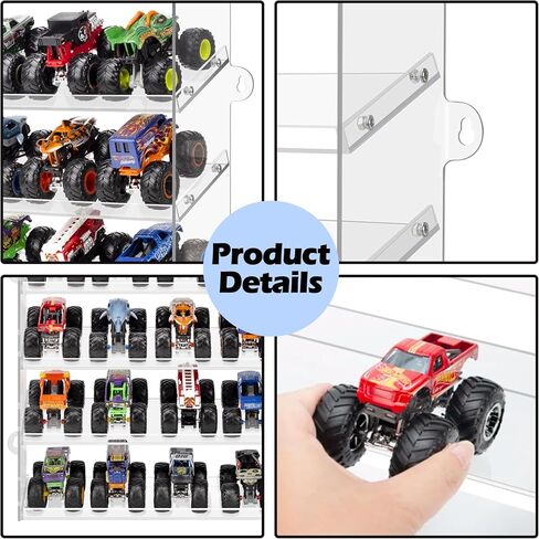 Assembly Monster Trucks Display Case Holding for 20 Monster Trucks Acrylic Storage Case 5 Tiers Monster Trucks Organizer with Tilted Design, Display Case for Toy Trucks (Transparent) in Saudi Arabia