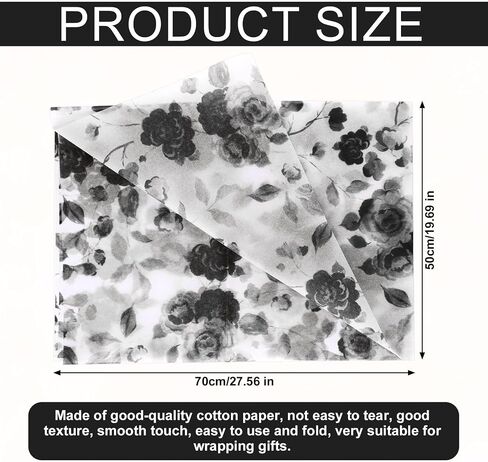 30pcs Packaging Tissue Papers, Floral Tissue Paper Birthday Gift Tissue Paper Flowers Gift Wrapping Paper for Birthday Wedding Christmas Party Gift Wrap Decorations for Packing (Black) in Saudi Arabia