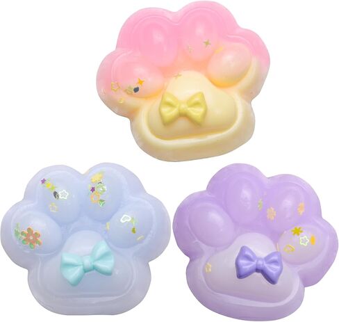 Handmade 3pcs Cat Paw Squeeze Toys, Cute Cat Paw Stress Relieving Silicone Sensory Toy, Slow Rebound Jelly Cute Kawaii Squeezing Toy, Party Birthday. in Kuwait