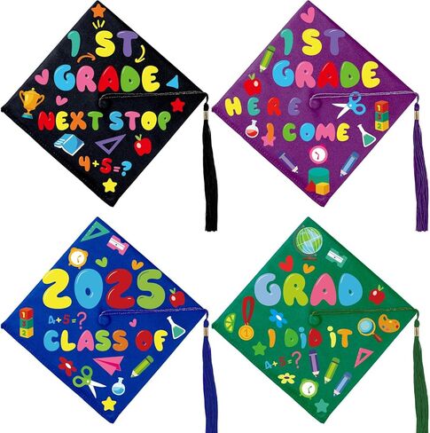 24 Pcs Graduation Cap Topper Craft for Pre-K Kids, 2025 DIY Art Stickers Carft for Grad Hat Top Congrats Grad Decoration Set(Pre-K Grad) in Saudi Arabia