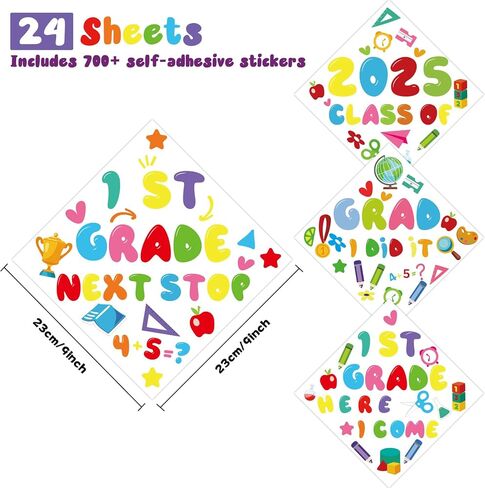 24 Pcs Graduation Cap Topper Craft for Pre-K Kids, 2025 DIY Art Stickers Carft for Grad Hat Top Congrats Grad Decoration Set(Pre-K Grad) in Saudi Arabia
