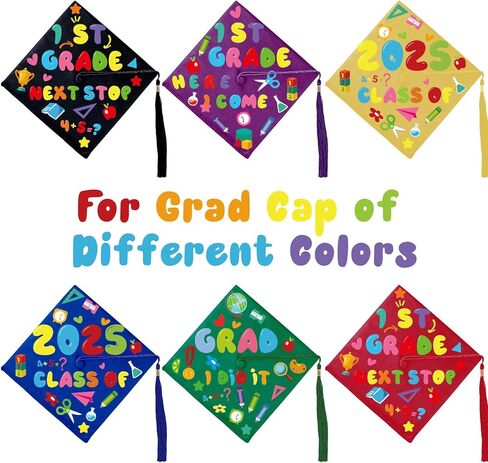 24 Pcs Graduation Cap Topper Craft for Pre-K Kids, 2025 DIY Art Stickers Carft for Grad Hat Top Congrats Grad Decoration Set(Pre-K Grad) in Saudi Arabia