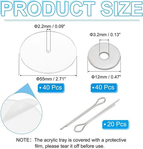 Patikil 40mm Doll Noints ، 20 مجموعة موصل مفاصل دبوس كوتر القابلة للإزالة ودرج الأكريليك لأطراف الدب التي تصنع مفاصل الرأس DIY الملحقات الحرف DIY in Kuwait