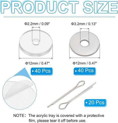 Patikil 40mm Doll Noints ، 20 مجموعة موصل مفاصل دبوس كوتر القابلة للإزالة ودرج الأكريليك لأطراف الدب التي تصنع مفاصل الرأس DIY الملحقات الحرف DIY in Kuwait