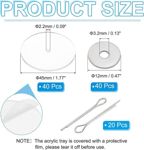 Patikil 40mm Doll Noints ، 20 مجموعة موصل مفاصل دبوس كوتر القابلة للإزالة ودرج الأكريليك لأطراف الدب التي تصنع مفاصل الرأس DIY الملحقات الحرف DIY in Kuwait