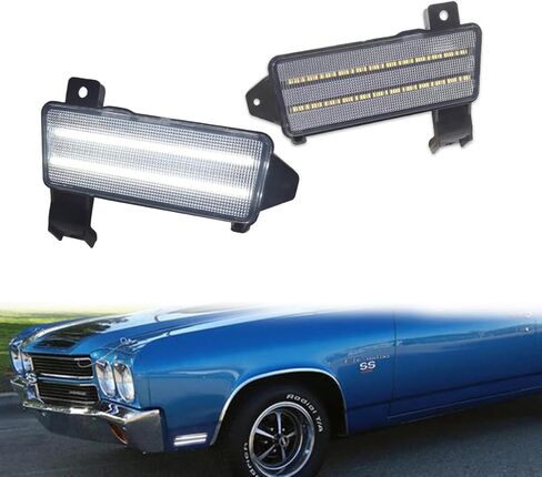 ADIIL Clear Lens LH+RH Pair Front Fender Lower Side Marker Light Lamp For 1970 Chevy Chevelle El Camino in Kuwait