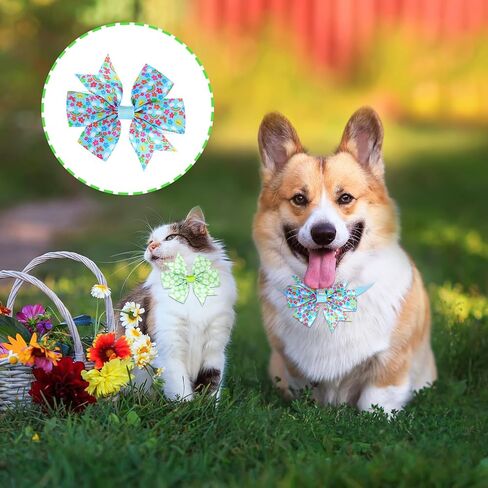 Talltalk 40 Pcs Dog Bow Ties Spring Tie Dye Summer Collar Bows for Dogs Hawaii Puppy Bowties with Plastic Buckle Adjustable Grooming Collar for Small Medium Cat Pet(Summer) in Kuwait
