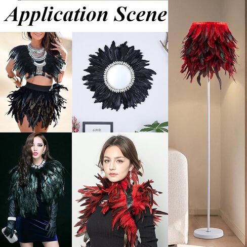 Gorgecraft 5M Red Rooster Feather Fringe Trim 13-18cm Natural Feather Chrimming Decoration Rooster Hackle Feather Trim Trim for DIY Cosplay Costume Carnival Decors Skirt Skirt in Kuwait