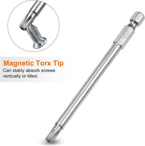 HARFINGTON T10 Security Torx Bit 1/4" Hex Shank 4" Long S2 Steel Magnetic Tamper Resistant Star Bits Screwdriver Torx Head with Hole for Driver Drill Bits Remove Fastening Screws in Saudi Arabia