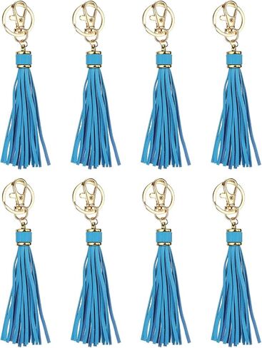 UXCELL 8PCS PU LEATHER LEATHER ، 6 بوصات سحر شرابة مفاتيح شرابة السحر مع حلقات رئيسية لصنع المجوهرات ، حقيبة اليد ، الحرف اليدوية ، أحزمة الهاتف (القهوة الخفيفة) in Kuwait