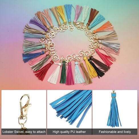 UXCELL 8PCS PU LEATHER LEATHER ، 6 بوصات سحر شرابة مفاتيح شرابة السحر مع حلقات رئيسية لصنع المجوهرات ، حقيبة اليد ، الحرف اليدوية ، أحزمة الهاتف (القهوة الخفيفة) in Kuwait