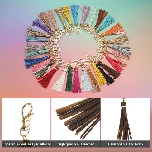 UXCELL 8PCS PU LEATHER LEATHER ، 6 بوصات سحر شرابة مفاتيح شرابة السحر مع حلقات رئيسية لصنع المجوهرات ، حقيبة اليد ، الحرف اليدوية ، أحزمة الهاتف (القهوة الخفيفة) in Kuwait