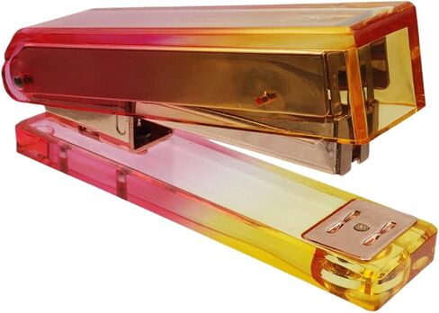Dnyta Acrylic Staplers for Desk Gradient Colour Stapler Desktop Stapler Office Accessories Cute Staplers for Desk Office (Red-Yellow Gradation) in Saudi Arabia