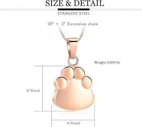 Yinplsmemory Paw Print Urn Necklace for Ashes for Pet Cremation Jewelry for Dog/Cat Ashes Keepsake Necklace Memorial Ash Holder in Kuwait