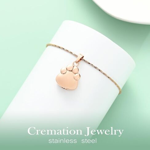 Yinplsmemory Paw Print Urn Necklace for Ashes for Pet Cremation Jewelry for Dog/Cat Ashes Keepsake Necklace Memorial Ash Holder in Kuwait