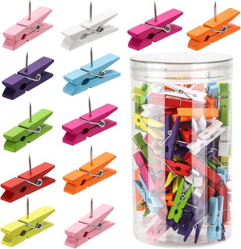 100pcs دبوس دفع القلب الملون مع مقاطع خشبية ، pushpins المزخرفة ، المسامير للوحة الفلين ، لوحة الإعلانات ، صور فنية الصور in Kuwait