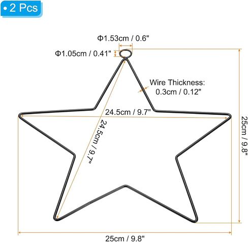 PATIKIL 10 Inch Dream Catcher Rings, 2 Pcs Metal Star Shape Macrame Wreath Floral Ring Hoop for Home DIY Craft Wedding Wall Hanging Decoration, Black in Saudi Arabia