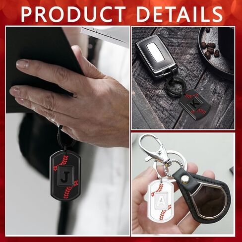 Initial Keychain Gifts for Men,Baseball Letter Dog Tag Mens Keychain,Mens Accessories Christmas Gifts in Kuwait
