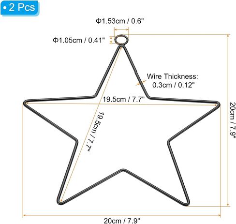 PATIKIL 10 Inch Dream Catcher Rings, 2 Pcs Metal Star Shape Macrame Wreath Floral Ring Hoop for Home DIY Craft Wedding Wall Hanging Decoration, Black in Saudi Arabia