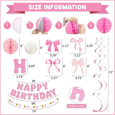 Amandir Pastel Birthday Decorations for Girls Women, Happy Birthday Banner with Honeycomb Balls, Daisy Flowers Hanging Swirls, Circle Dots Garland, Pastel Spring Easter Party Decorations Supplies in Saudi Arabia