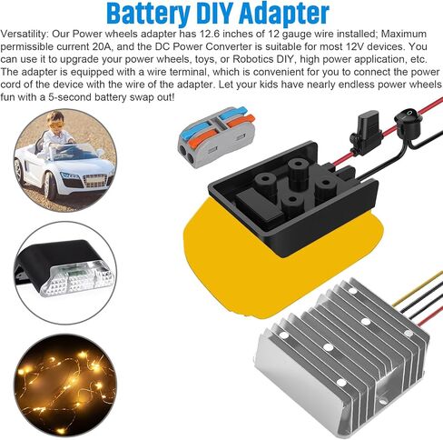 Power Wheel Adapter with Fuse & Switch for Dewalt 20V, 2 Pack | 12 gauge heavy duty wire, reliable power convertor for DIY ride on trucks, robotics, RC toys, work lights in Saudi Arabia