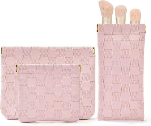 4PCS Small Makeup Bag for Purse，Waterproof Leather Portable Mini Makeup Bag,Snap Closure Organizer Pouch for Coins Cards Jewelry Lipstick Cosmetic Accessories，Small Travel Kit Storage Pouch in Saudi Arabia