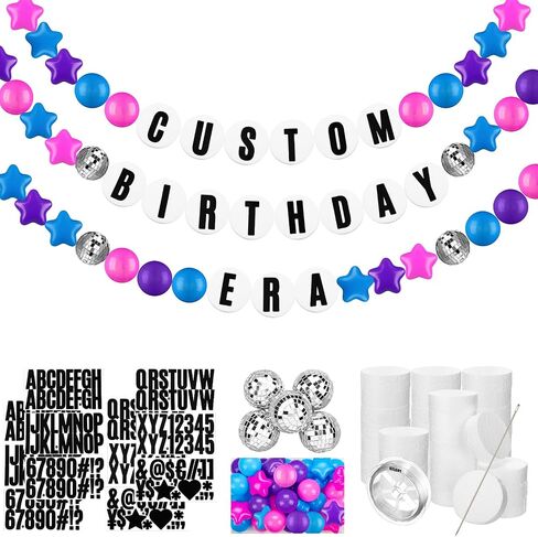 Giant Friendship Bracelet Garland Kit, DIY Birthday Banner Kit with Letters Ball Customizable Jumbo Garland for Wedding Famous Singer Party Decor(Macaron) in Saudi Arabia
