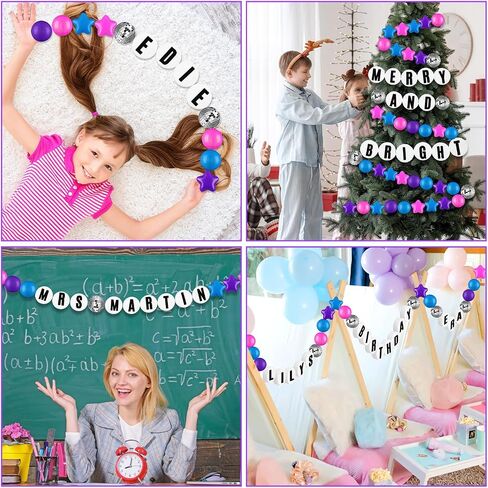 Giant Friendship Bracelet Garland Kit, DIY Birthday Banner Kit with Letters Ball Customizable Jumbo Garland for Wedding Famous Singer Party Decor(Macaron) in Saudi Arabia