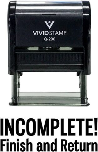 Incomplete Finish and Return Teacher Self Inking Rubber Stamp (Blue Ink) - Medium in Kuwait