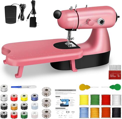 Mini Sewing Machine for Kids & Adults, Beginners, Upgraded Embroidery Machine with Sewing Kit, Expansion Board, Foot Pedal, LED Light for Household, Travel（Blue） in Saudi Arabia